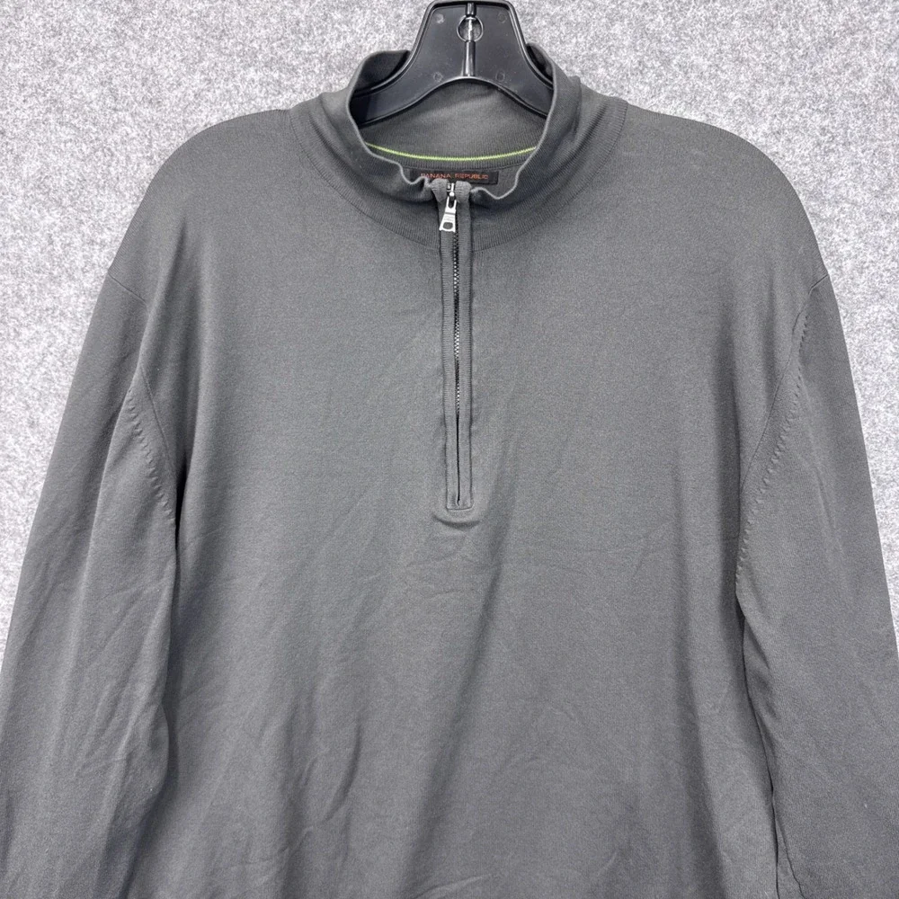 Banana Republic Quarter Zip Sweater XL Dark Gray Olefin Nylon Mock Neck Pullover